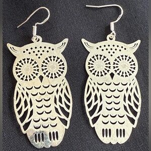 Silver Owl Dangle Earrings